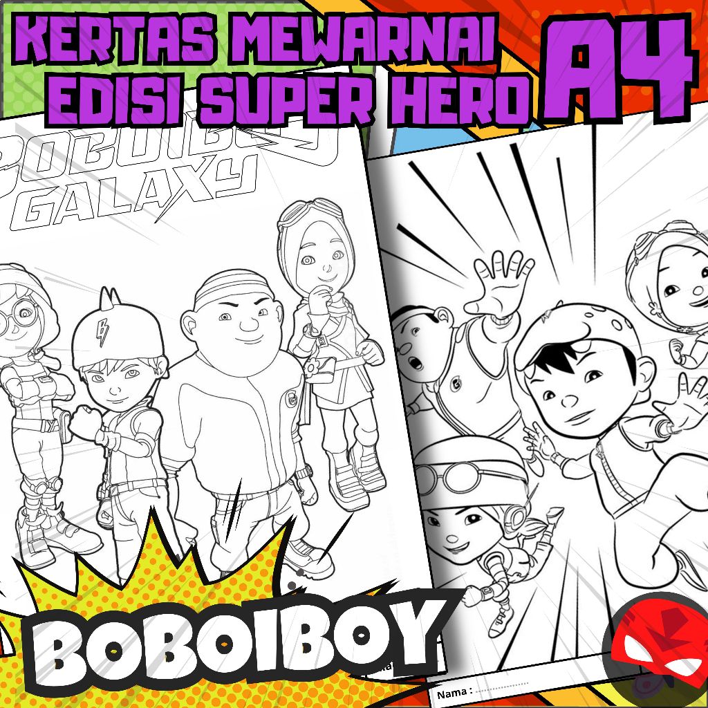 

MEDIA KERTAS KREATIFITAS MEWARNAI ANAK A4 DENGAN PRINT CETAK BUKAN COPY - MEDIA WARNA SUPER HERO - PART 10 - BOBOIBOY - MAINAN CIKARANG