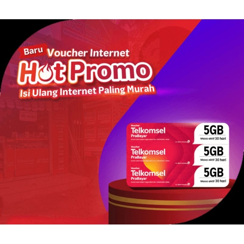 Voucher Telkomsel Paket Data Kuota Internet Hot Promo 5gb 30 hari JABODETABEK Sukabumi Banten