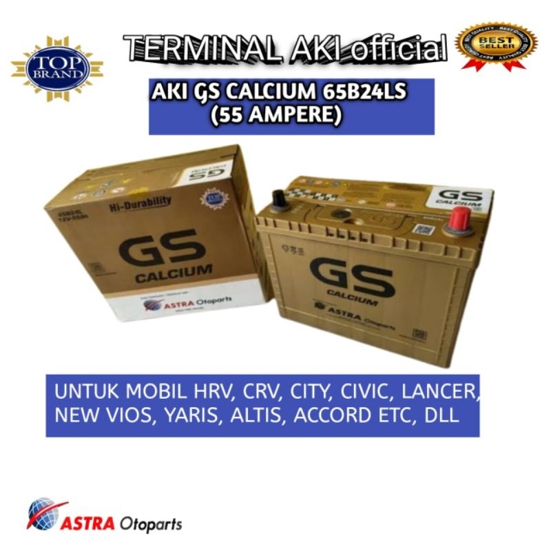 AKI MOBIL HRV,CRV ,SIENTA LIVINA, CITY DLL.GS CALCIUM 65B24L 12V 55AH KERING