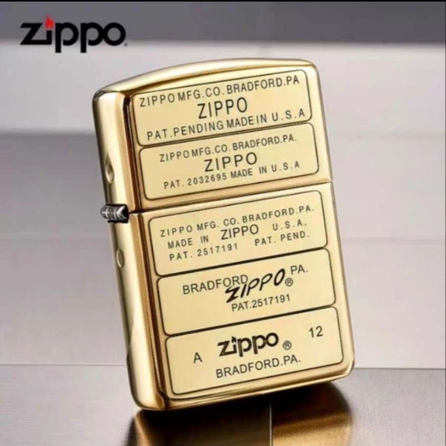 Korek Zippo Gold The Five Logo Engraved Front Back