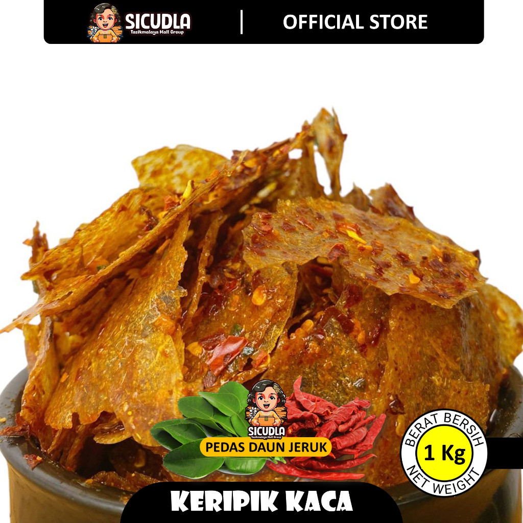 

waw KERIPIK KACA SICUDLA Kemasan 1 Kg & 500gram - Pedas Jeruk