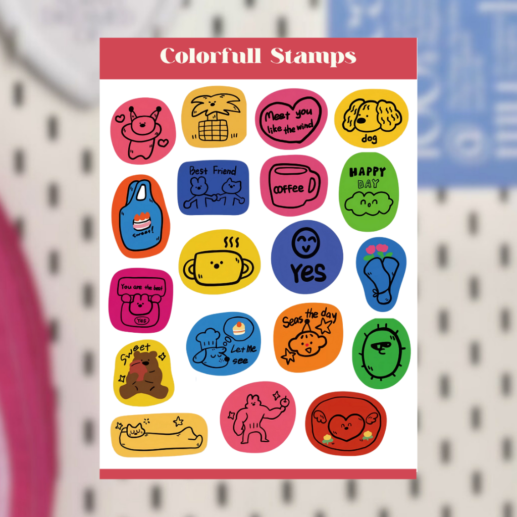 

STAMPS DECO STICKER SHEET / CUTE KAWAII DECO STICKER VINTAGE RETRO AESTHETIC FOR JOURNALING