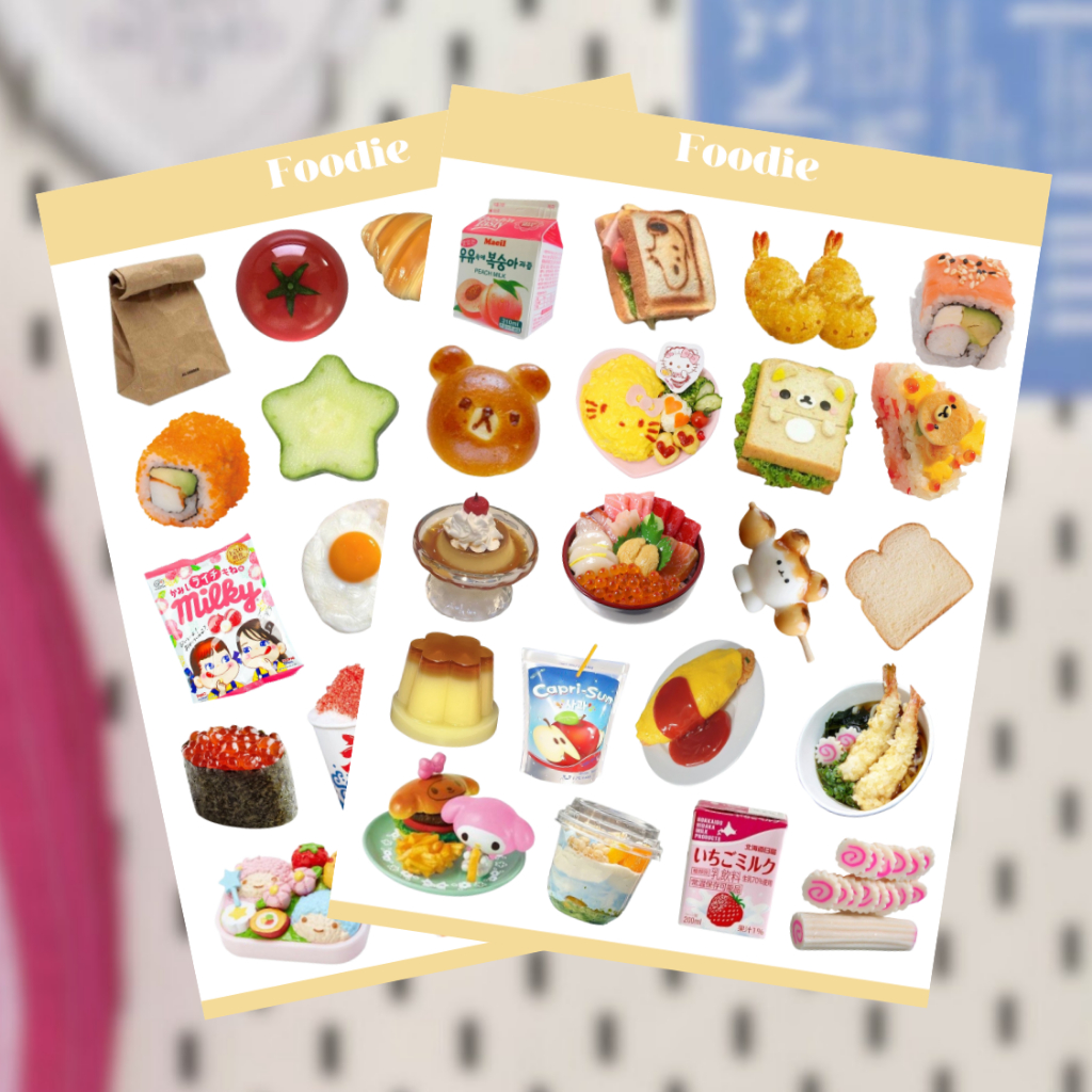 

JAPANESE FOOD DECO STICKER SHEET / CUTE DECO STICKER VINTAGE RETRO AESTHETIC FOR JOURNALING