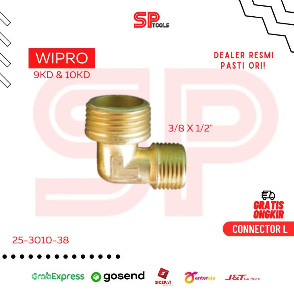 SPAREPART ELBOW KUNINGAN DRAT LUAR CONNECTOR L 3/8" x 1/2" COMPRESOR KOMPRESOR WIPRO 9KD 10KD 3/4HP