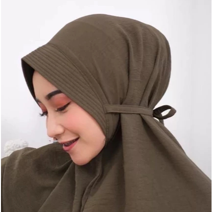 Bergo Maryam Crinkle Pet Tali Size XL/ Hijab Jilbab Crinkle Size XL