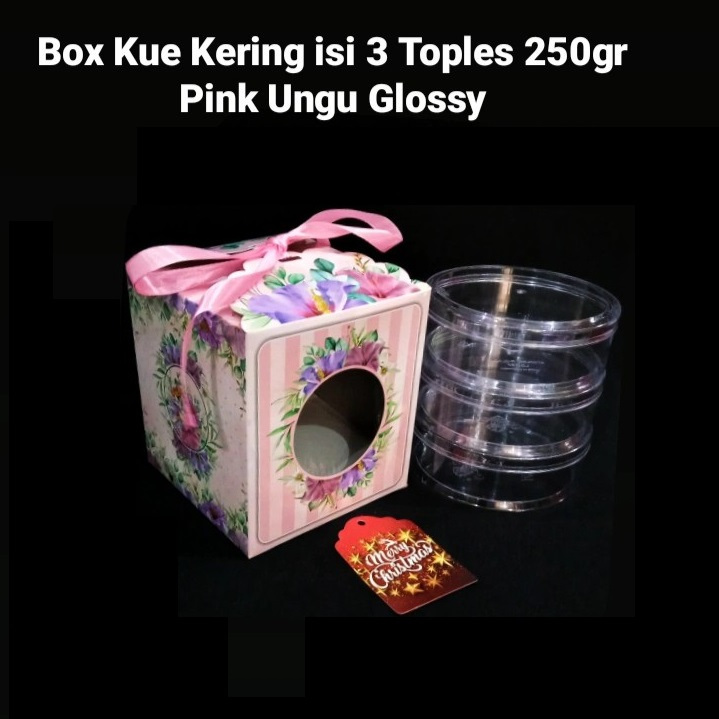 

( 5 pcs ) Dus Box Jinjing Kuker Kardus 13x13x14 cm Muat 3 Toples Cookies 250gr plus Hang Tag