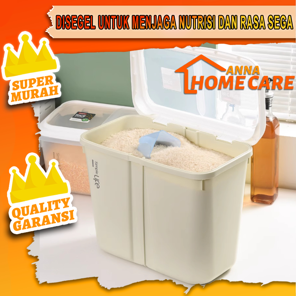 Kotak penyimpanan ember nasi/kotak penyimpanan partisi tertutup/Rice Box Tempat Penyimpanan Beras/Ri