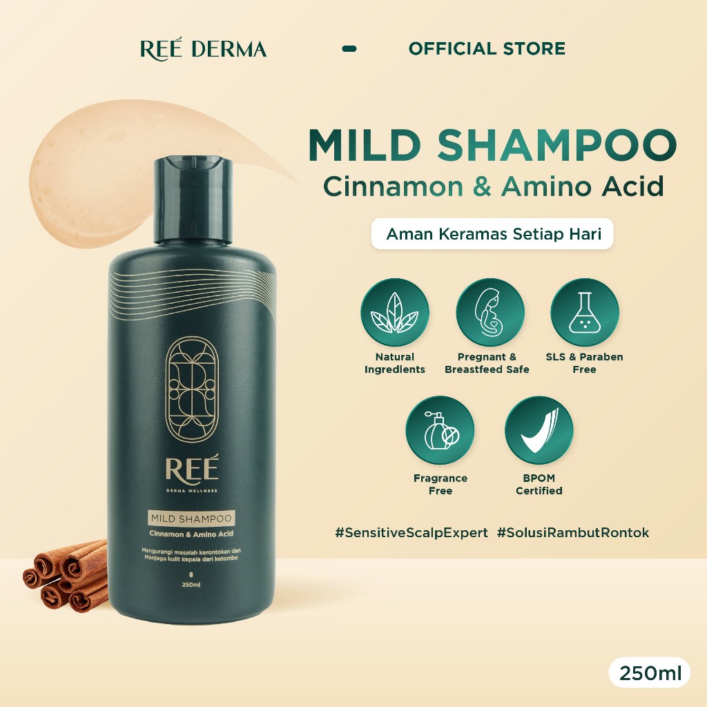 Ree Derma Wellness - Ree Derma Wellness - Cinnamon & Amino Acid Mild Shampoo 250ml - Perawatan Rambu