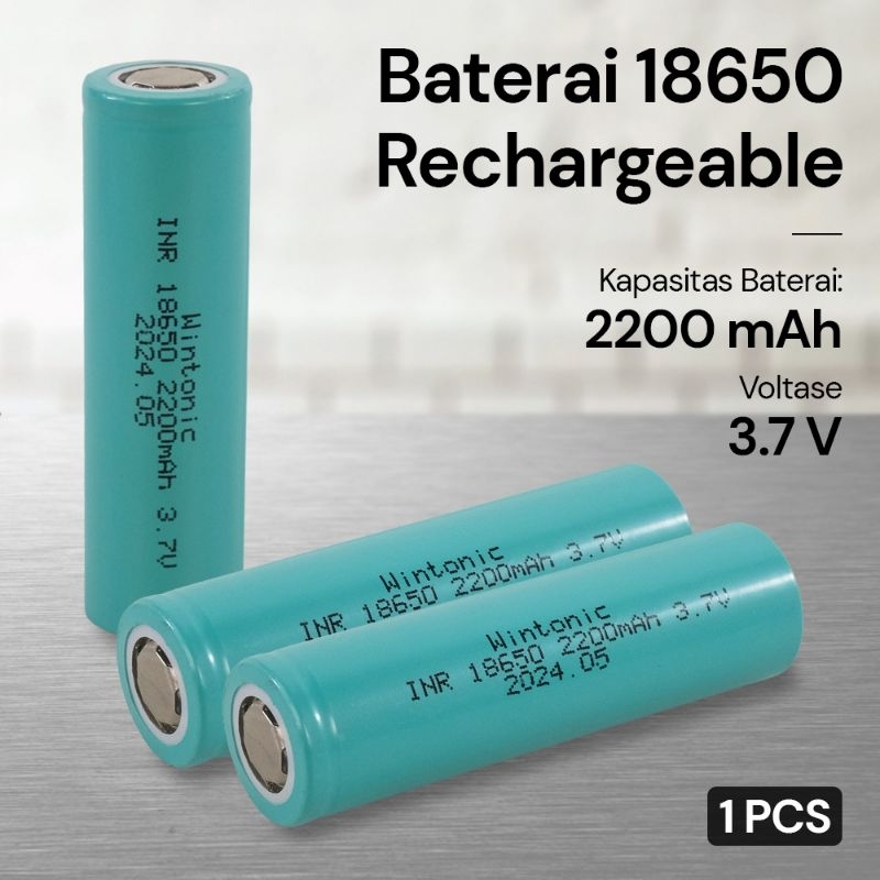 Baterai 18650 Wintonic Original NEW, Kapasitas Real Murni, Capasity 2200 mAh, Bisa untuk Powerbank, 