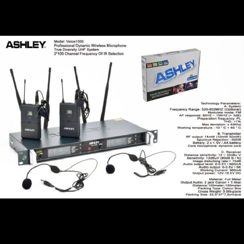 Mic wireless Ashley Voice 1000 2jepit mic 2 headset
