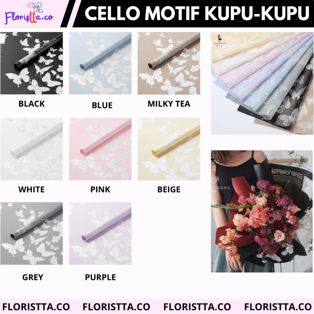 

(LEMBARAN) CELLOPHANE BUTTERFLY MOTIF KUPU KUPU WRAPPING PAPER
