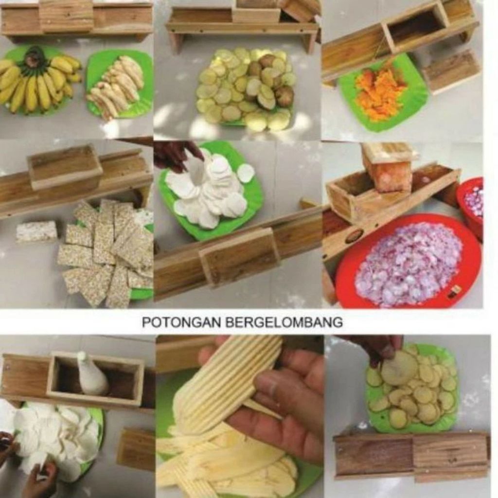 ALAT PENGIRIS BAWANG KAYU JATI / PEMOTONG / PERAJANG / PARUTAN / PASAH / PENCACAH SERUTAN SERBAGUNA 
