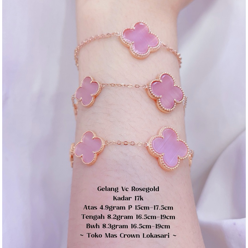 GELANG TANGAN FASHION MODEL VC PINK NEW EMAS ASLI