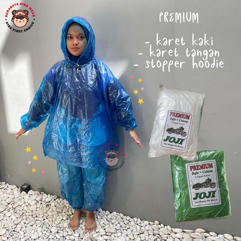 Setelan Jas Hujan Pria / Wanita Dewasa Bahan Plastik Tebal Warna Bening