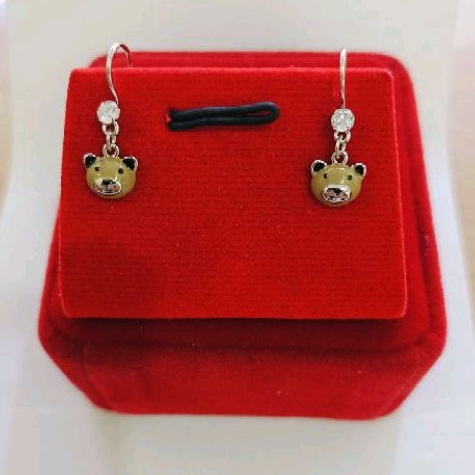 Anting Anak beruang Asli perak silver 925 lapis emas putih at80