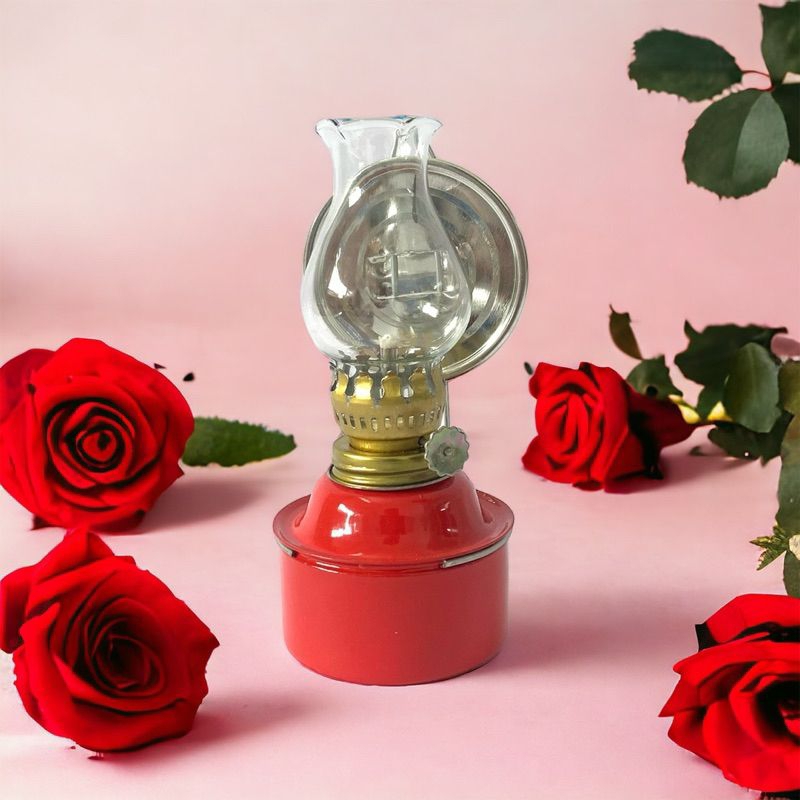 LAMPU MINYAK POT KALENG MERAH - LAMPU TEPLOK SEMPRONG KACA - LAMPU UBLIK