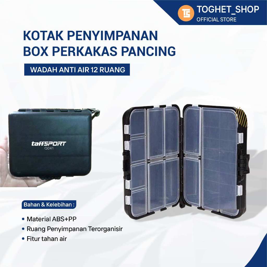 Kotak Box Tempat Penyimpanan Untuk Perkakas Peralatan Kail Pancing Wadah Anti Air 12 Ruang