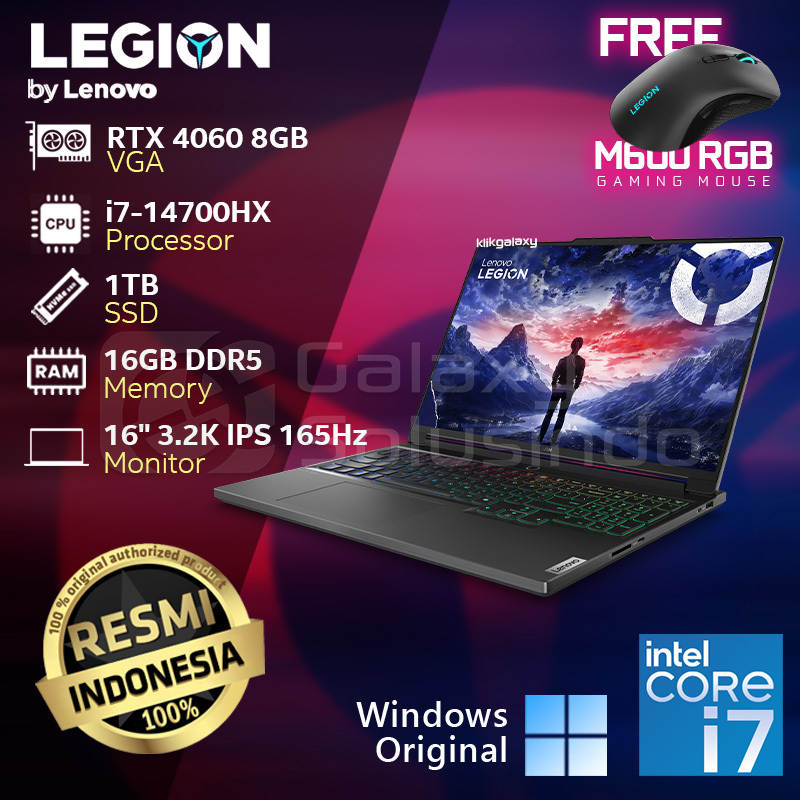 LENOVO LEGION 7 16IRX9-07ID RTX 4060 8GB Intel Core i7 14700HX 1TB SSD 16GB RAM Gaming Notebook Lapt