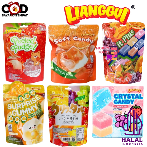 

[ HOKKY ] Lianggui Halal Permen Jelly Lunak Peeled Fudge Surprise Gummy Fruit Plus Crystal Candy Soft Candy Permen Lunak Aneka Rasa Buah Buahan Liang Gui Strawberry Mango Orange Lychee Grape Assorted Flavour Permen Anak Import Snack Cemilan Anak Murah