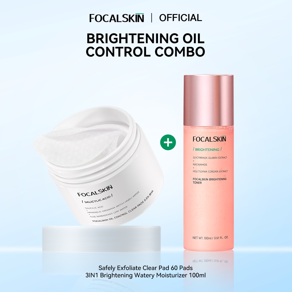 FOCALSKIN Acne Exfoliating Clear Pad 60 Pads / 3 IN 1 Brightening Serum Toner / Kapas Eksfoliasi Waj