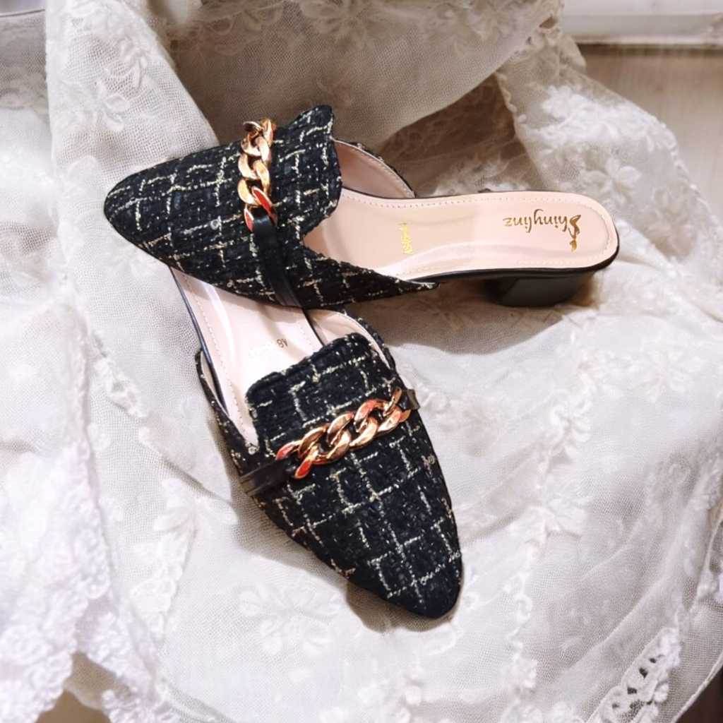 A846 Sandal Wanita Bigsize [Shinylinz Premium Size 41 - 47]  Sandal Heels Tutong Songkok Mules Wanit