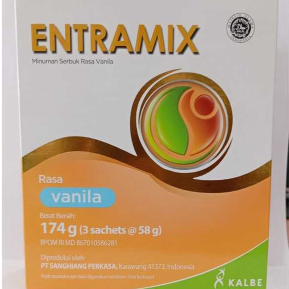 

ENTRAMIX MINUMAN SERBUK RASA VANILA BOX 174 GRAM ISI 3 SACHET