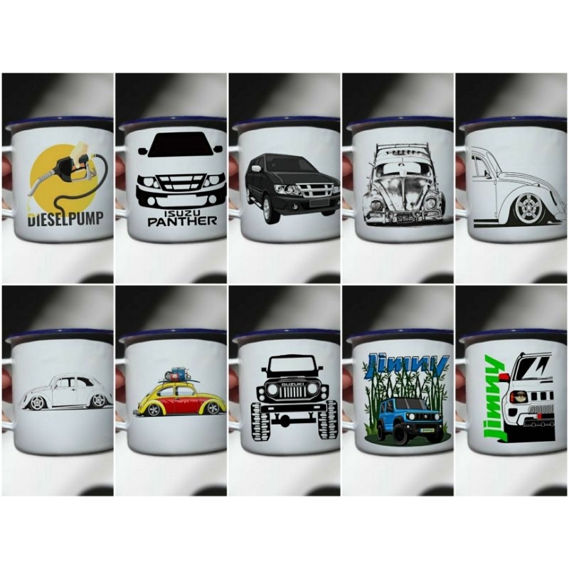 Mug Cangkir Enamel Decal Mobil Off Road vw #1