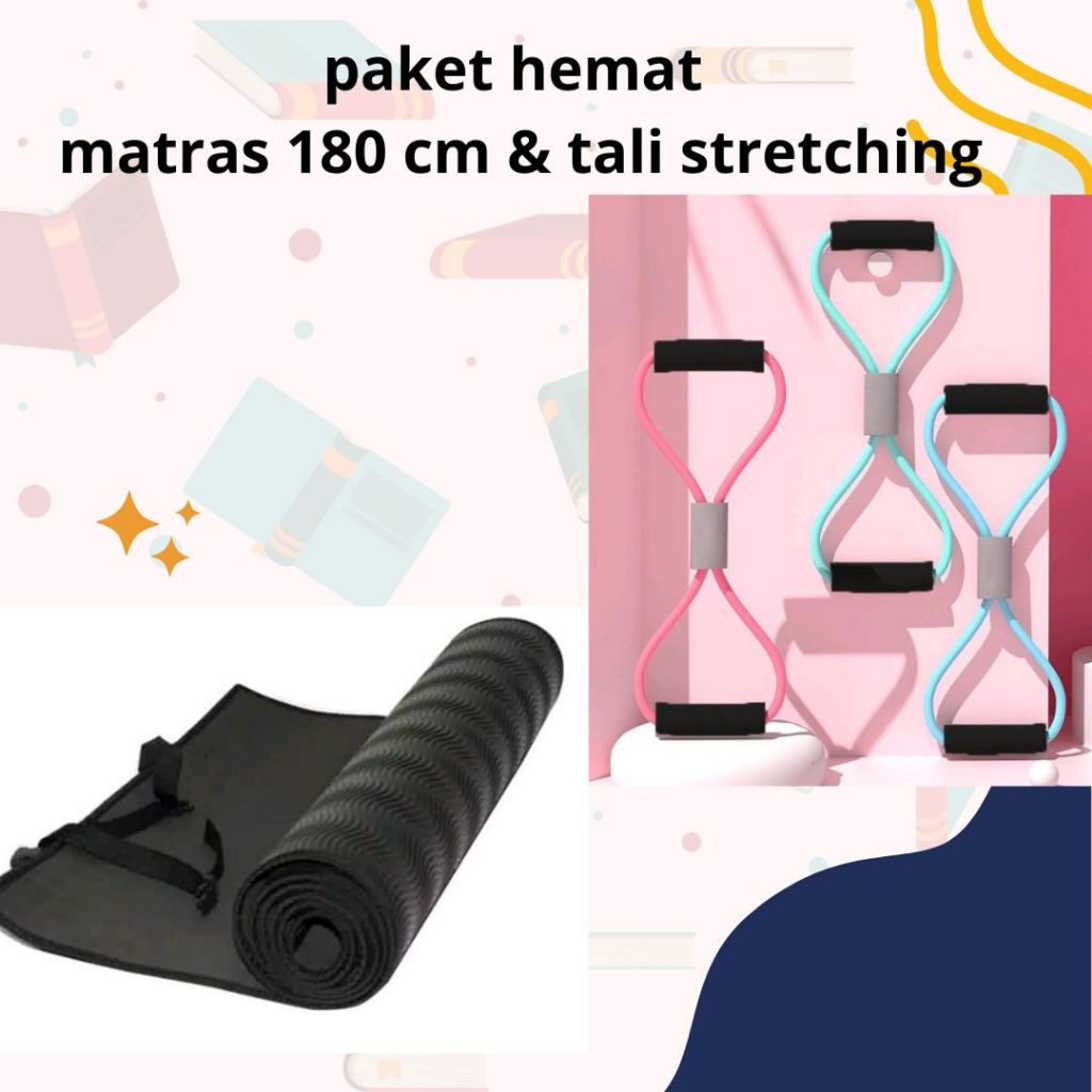 PAKET OLAHRAGA MATRAS YOGA UKURAN KECIL 120*40 cm dan tali streching yoga