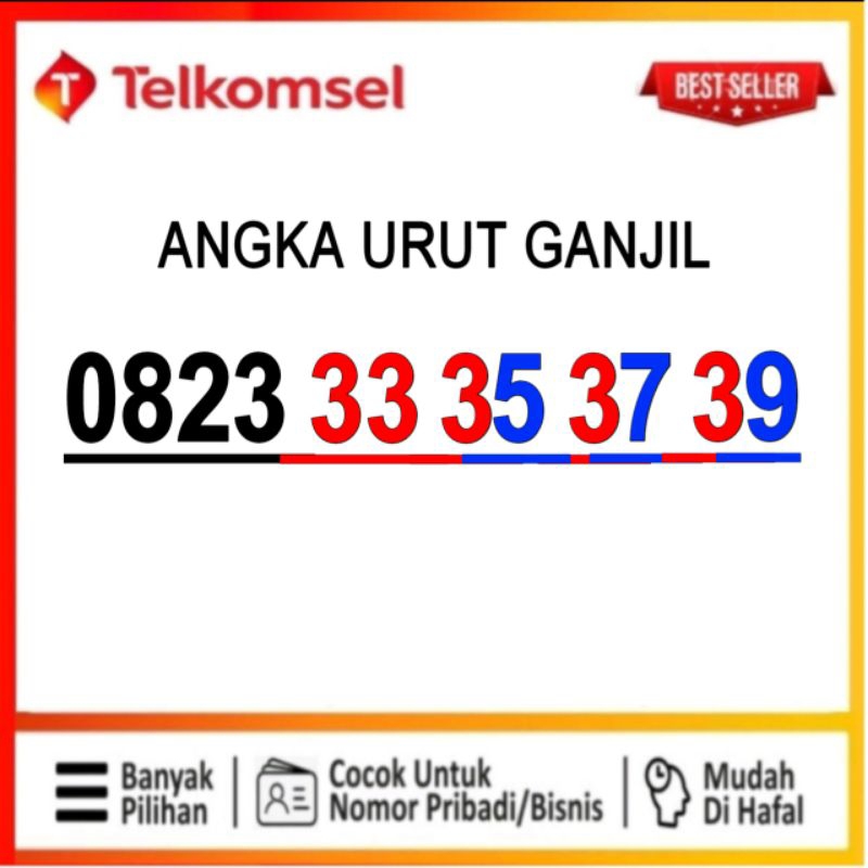 nomor cantik Telkomsel 4g 5g angka urut ganjil 3335 3739