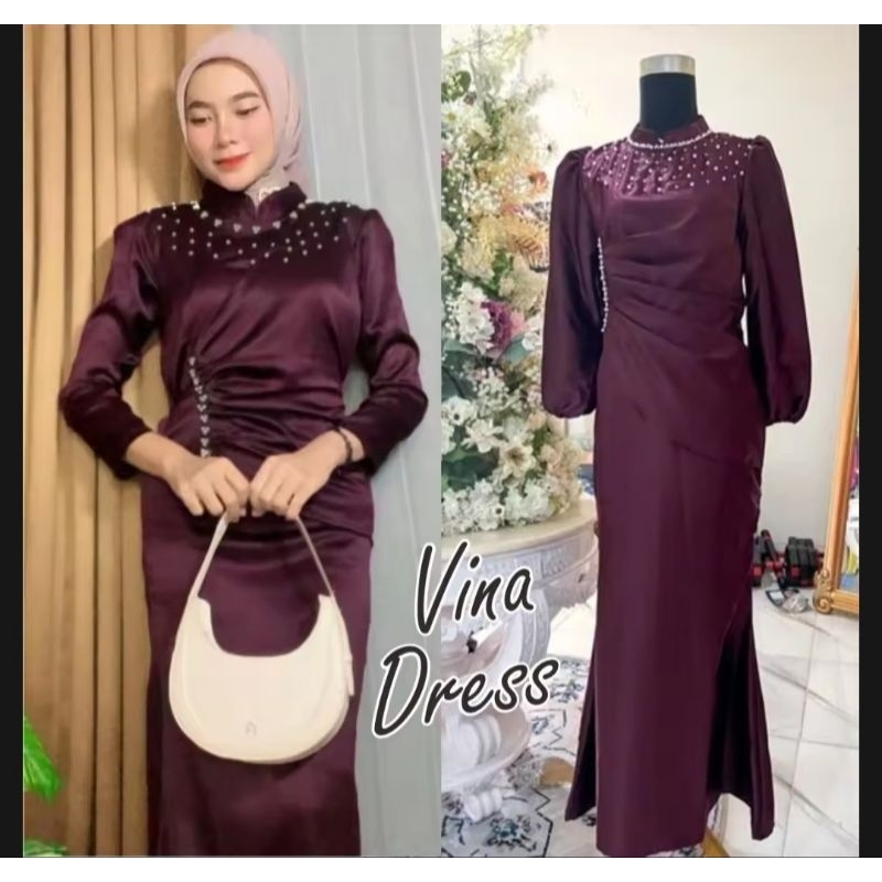 TERLARIS !!!!! Vina Dress Kondangan Viral | Gaun Kondangan Rok Duyung | Gaun Pesta Moderen | 'Dress 