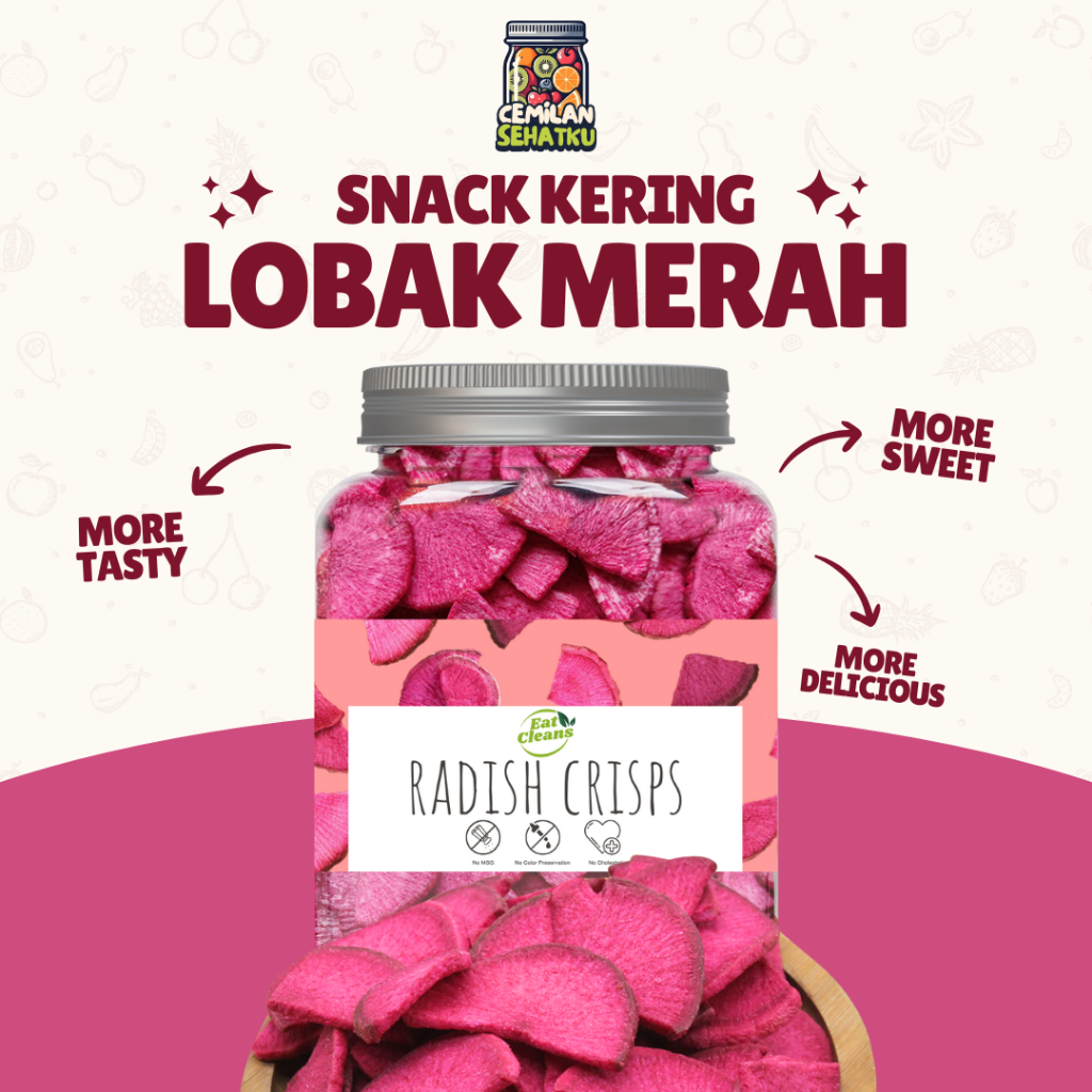 

Freeze Dried Red Radish -Keripik Red Radish - Crispy Dried Vegetables - Keripik Sayuran Kaya Nutrisi - Cemilan Sehat Kering - Cemilan Diet Rendah Kalori - Kripik Red Radish Renyah - Makanan Ringan Kering