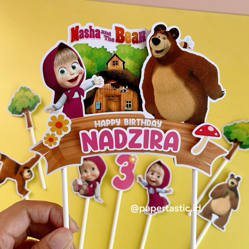 Cake Topper 3D Karakter Masha and the Bear Marsha Hiasan Kue Ulang Tahun Dekorasi Pesta