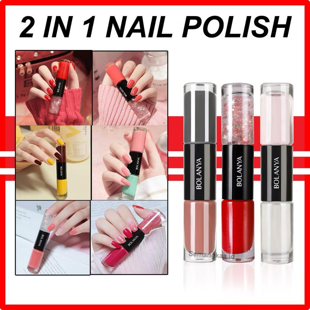 BOLANYA ORI 100% Kutek Korea 2in1 Non Peel Off Nail Polish Manicure Pewarna kuku