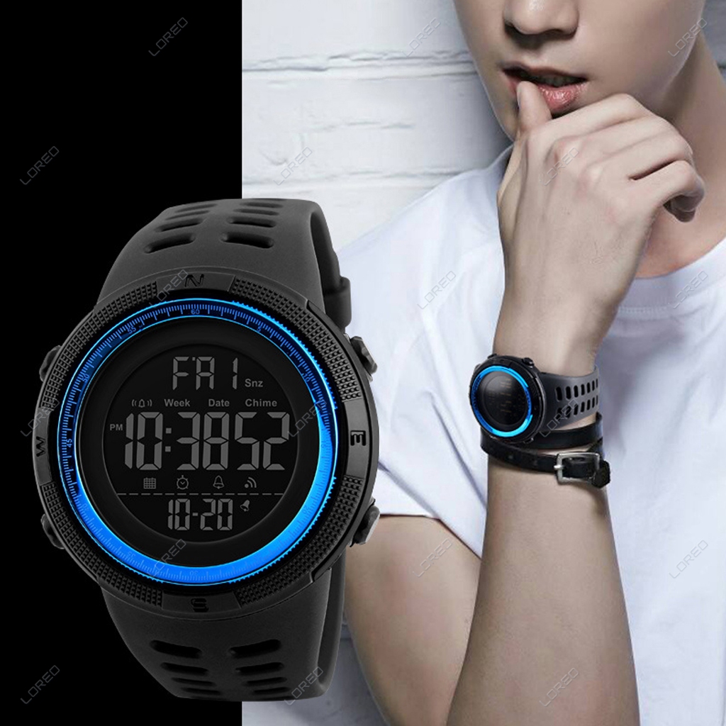 Loreo - Jam Tangan Pria Sport Jam Tangan Digital Rubber Fashion