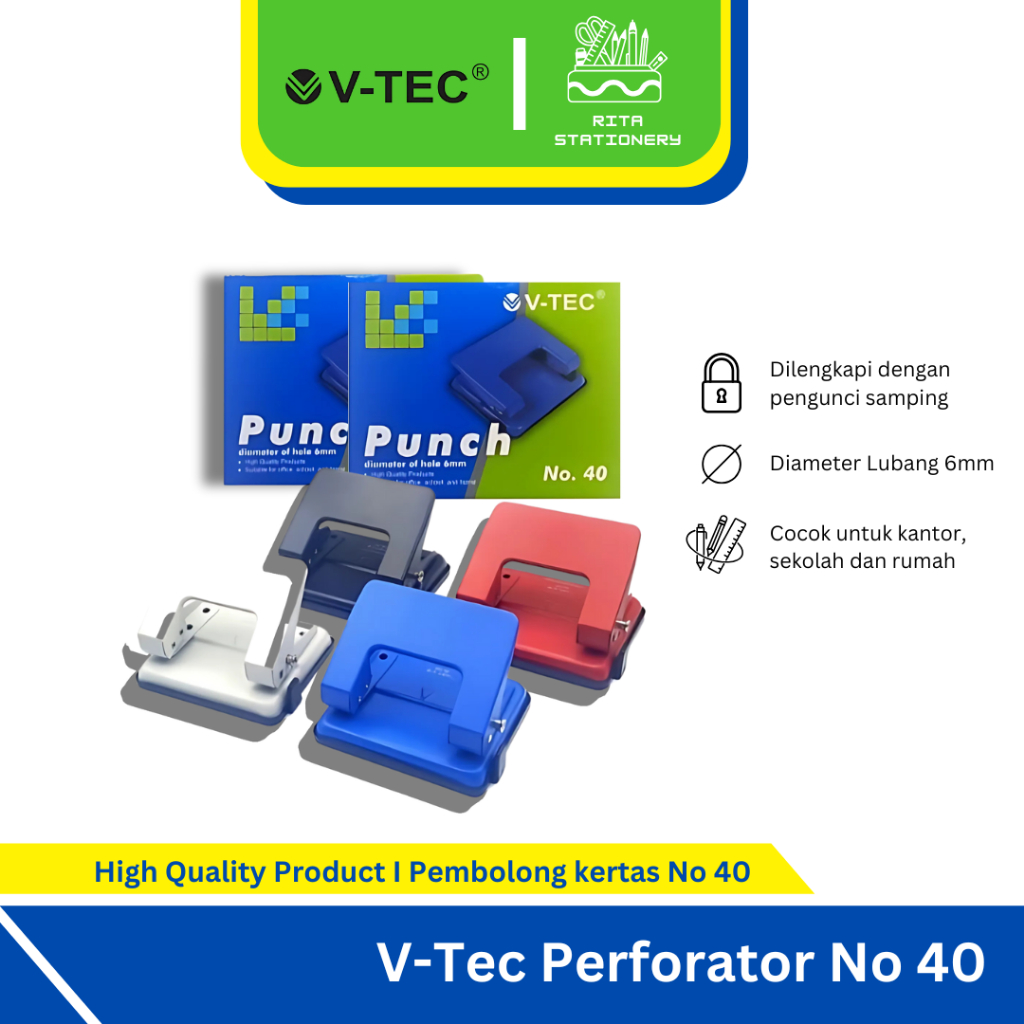 

V-TEC Pembolong / Pelubang Kertas Punch No 40