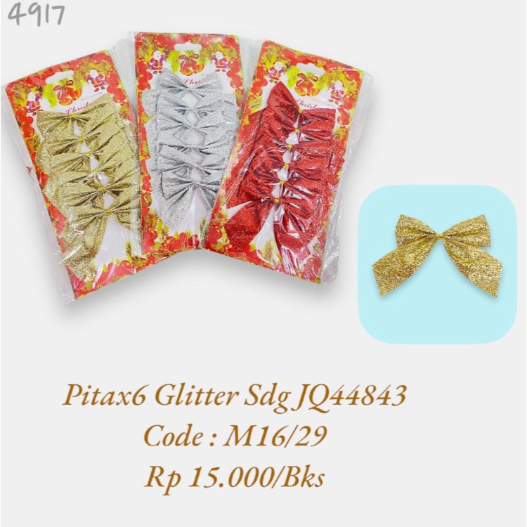 

Pita Natal Glitter Sedang Isi 6pcs / Hiasan Natal