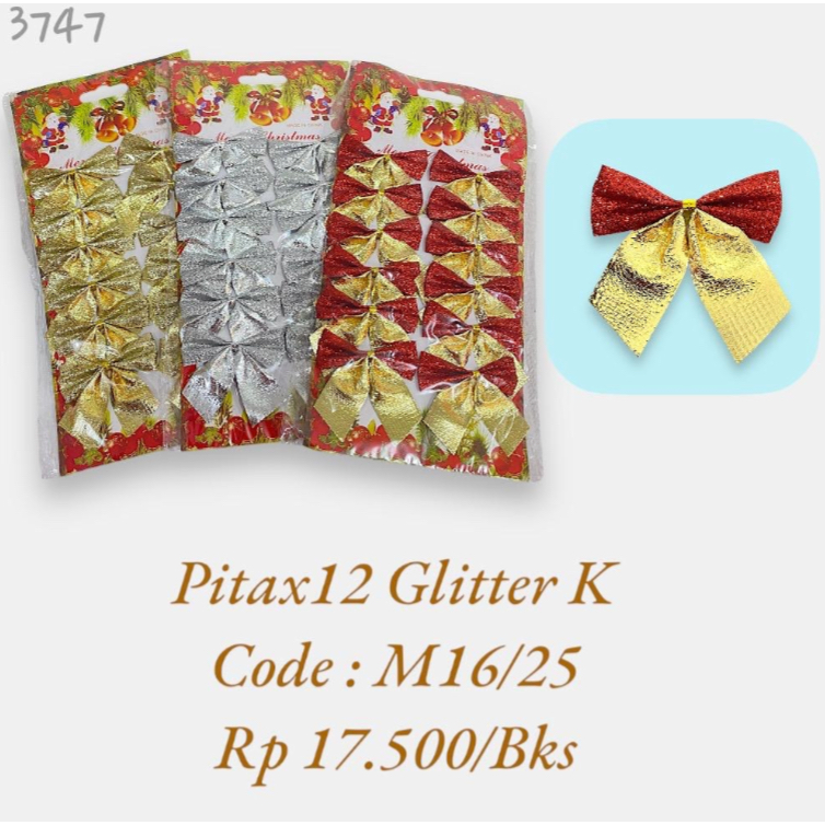 

Pita Natal Glitter isi 12 (ada 3 warna) / Hiasan Natal
