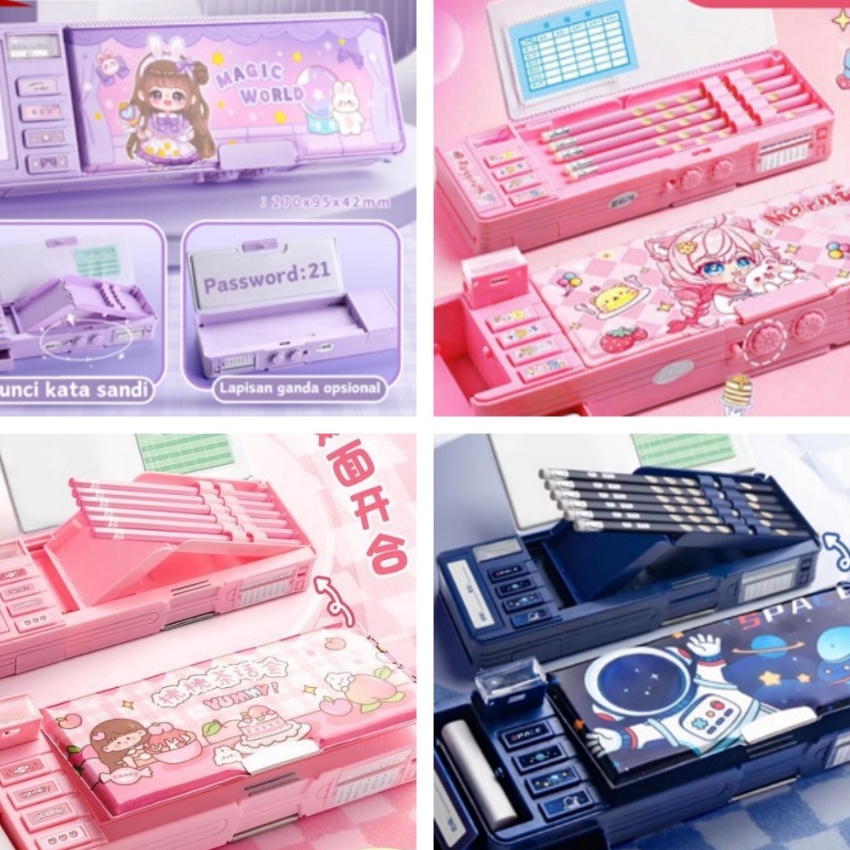 

KI3 Tempat Pensil Multifungsi Motif Unicorn Dinosaurus Astronot Untuk Anak TkKotak Pensil Pola Kartun Lapisan Ganda Tunggal dengan Rautan Kapasitas