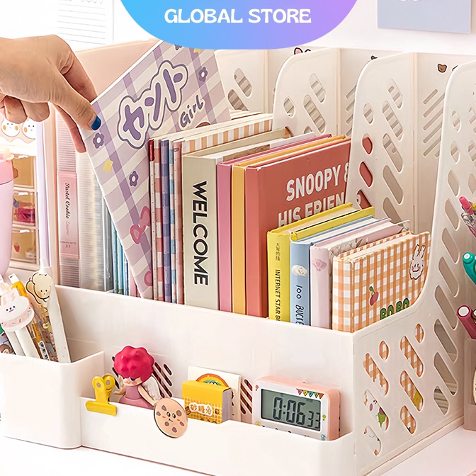 

FG2 Aimilo Rak Buku Desktop Organizer File Dengan Tempat Pena Tempat Buku Tempat Penyimpanan