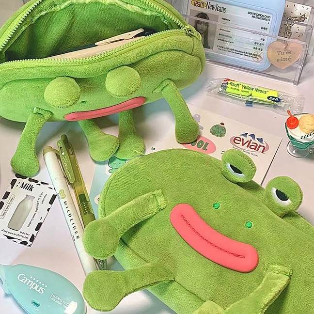 

murah CATKingTas pensil mewah katak tas pensil lucu tas pensil penyimpanan tas pensil