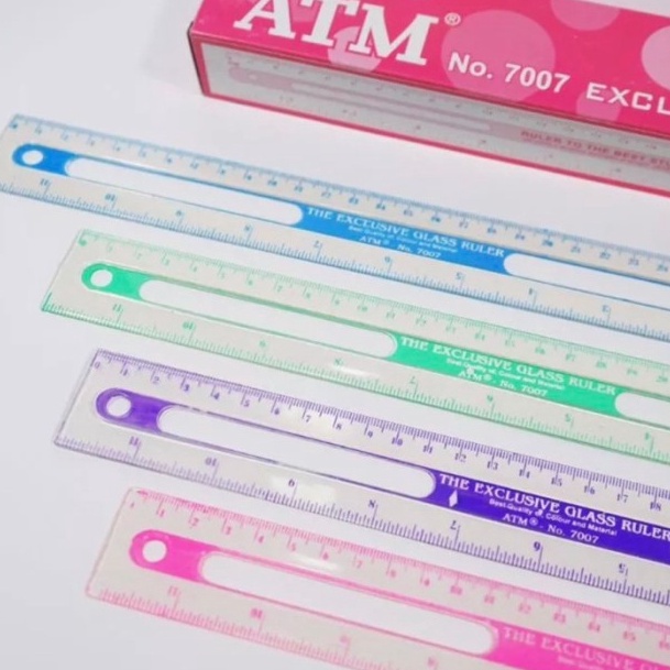 

KF7 Penggaris ATM 3 cm plastik mika isi 1 Box 24 pcs penggaris ATM bening