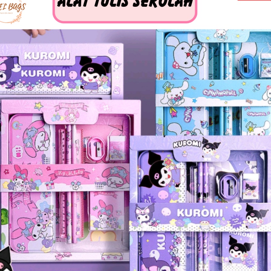 

Hemat set alat tulis anak perempuan kotak pensil anak 6 in 1 hadiah kado kotak pen karakter stationery