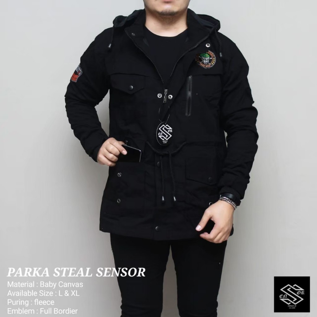 JAKET PARKA HITAM JUSTINE IMFORT ORIGINAL // JAKET PARKA TEBAL // JAKET PRIA WANITA