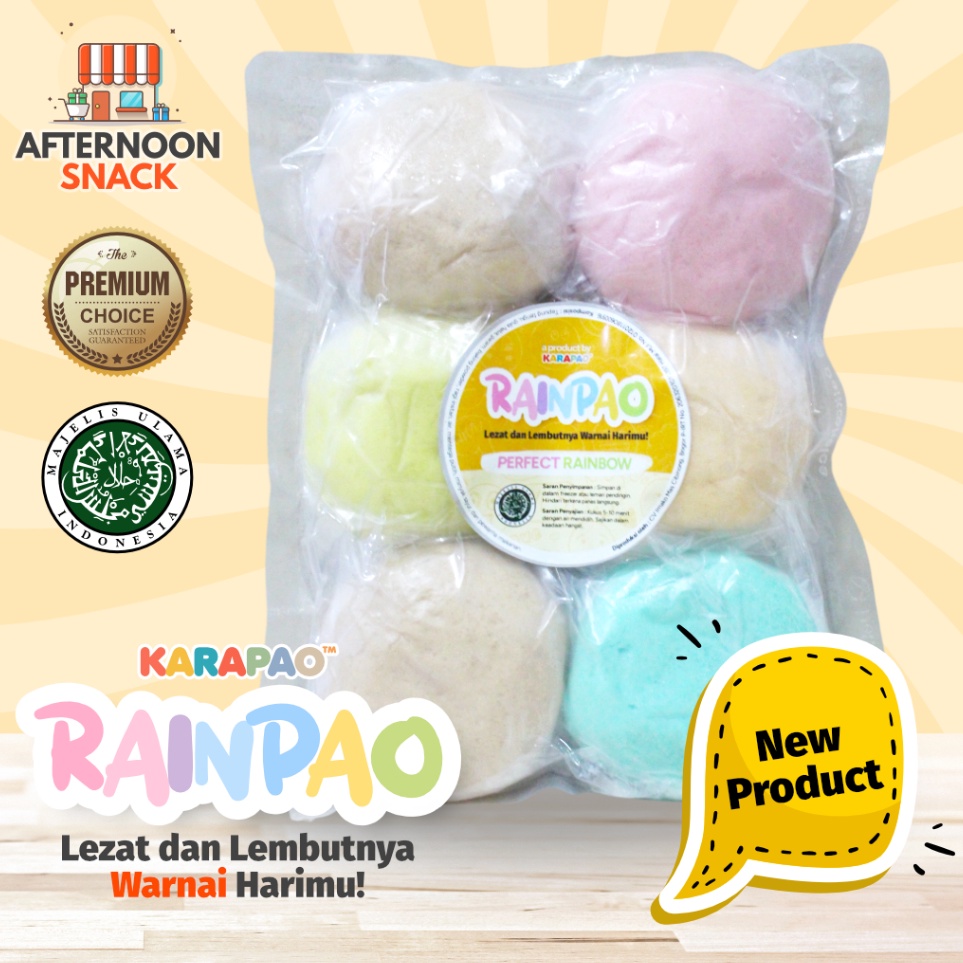 

Free Shipping RAINPAO Bakpao Frozen Non Karakter dari Karapao Cemilan Jajanan Hits Murah untuk Keluarga Isi 6 Bakpao