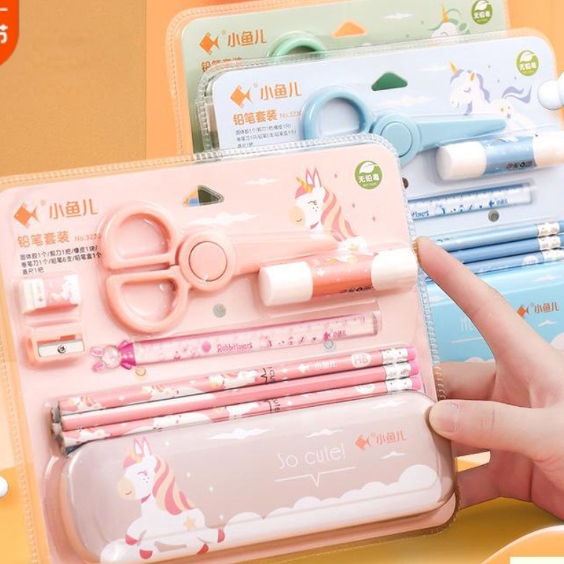 

KF7 Set Alat Tulis Siswa Kartun Anakanak 7 Buah Set Penghapus Pensil Rautan Pensil Kotak Pensil Penggaris