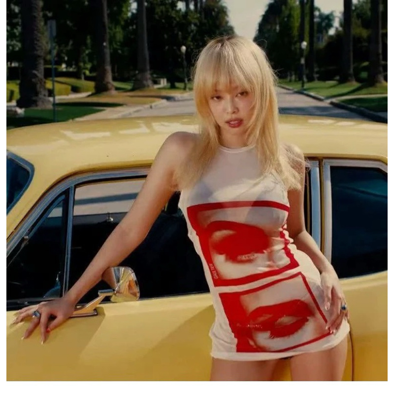 𝘾𝙃𝙍𝙊𝙈𝘼𝙏𝙄𝘾 | Jennie Blackpink Mantra new song same style personalized niche print round neck retro ho