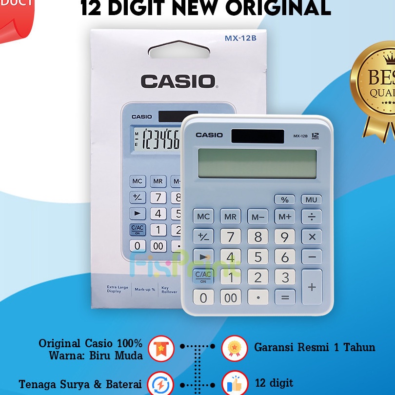 

KI3 Kalkulator Casio MX12B Calculator Desktop MX 12B 12 Dits Warna Lucu Pink Putih Biru Muda Hijau Hitam Office Orinal