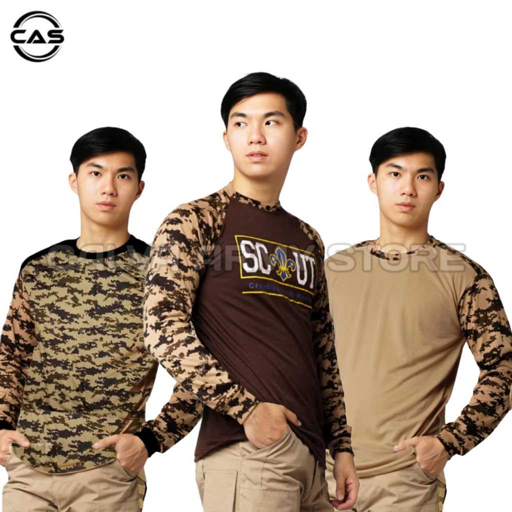 BAJU KAOS LORENG PRAMUKA SABLON LENGAN PANJANG MURAH