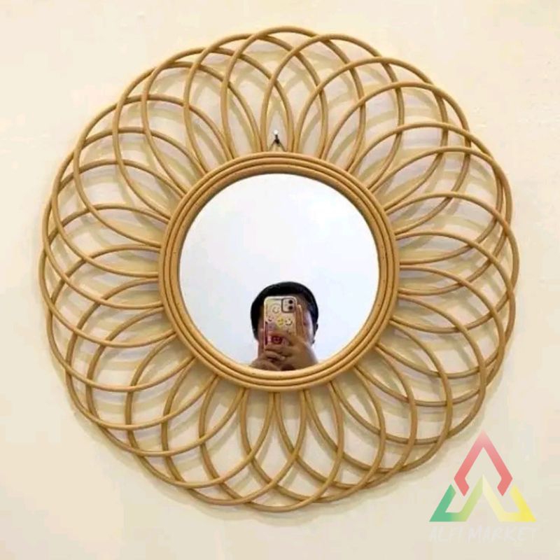 Cermin Cantik Dekorasi Aestetik Kaca Bulat Hiasan Dinding