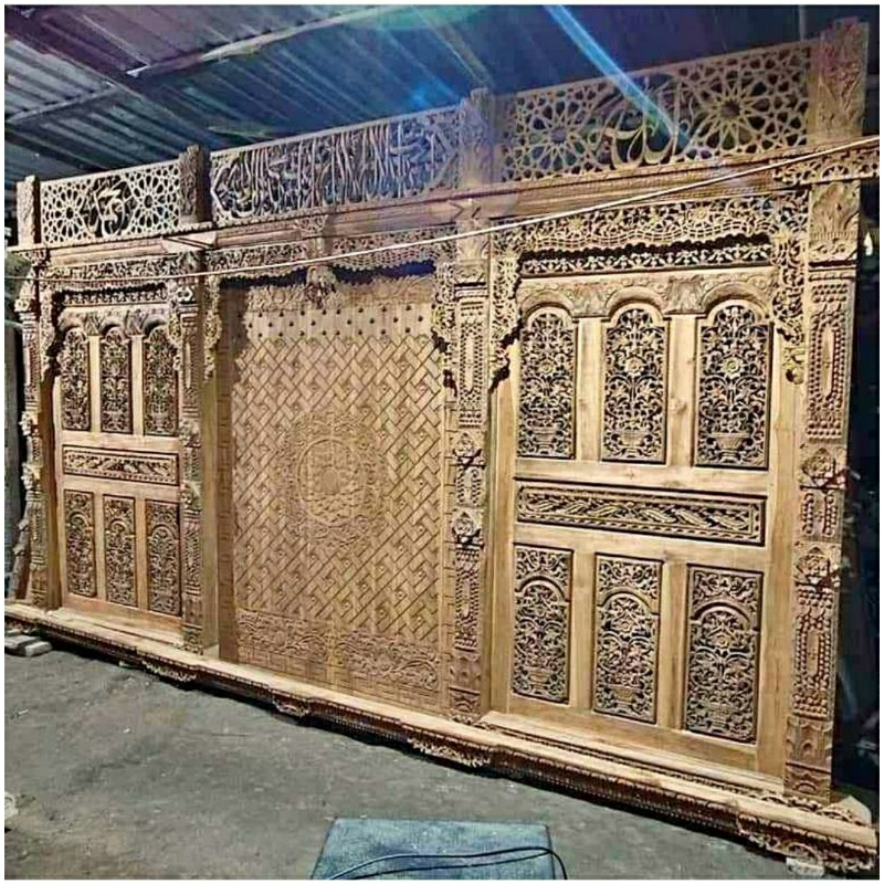 pintu gebyok nabawi/pintu replika nabawi ful kayu jati ukir jepara